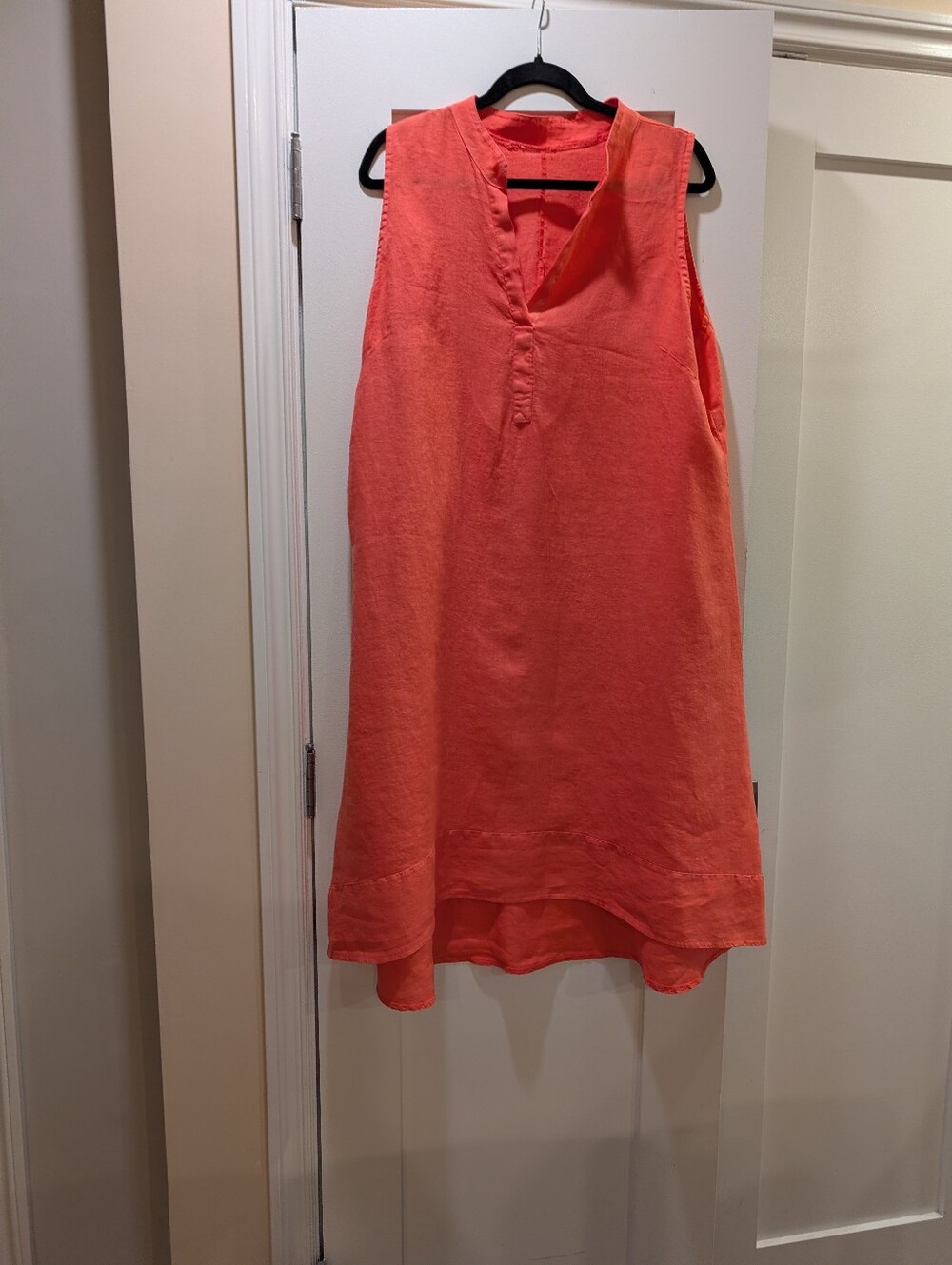 100% Linen Midi Dress,L(See Measurements)